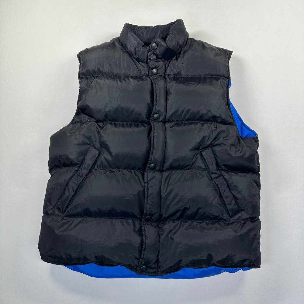 Vintage J.Crew 90s/Y2K Goose Down Puffer Vest Men's Large Expedition Black Blue